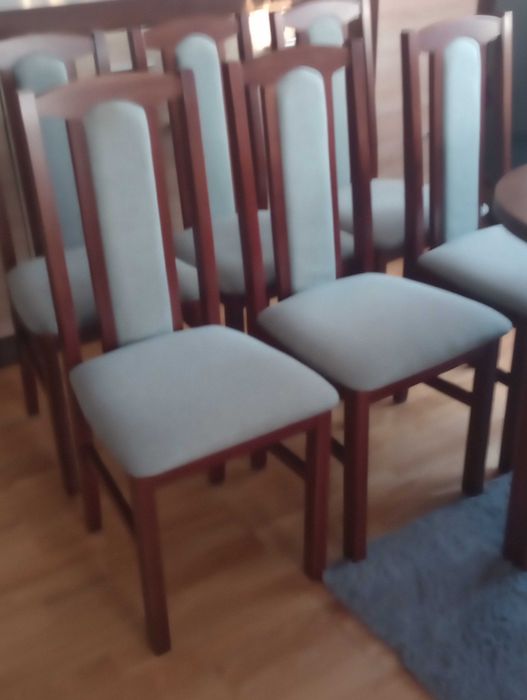 Krzesła ciemny orzech brąz siedziska oparcie szare nówka na prezent