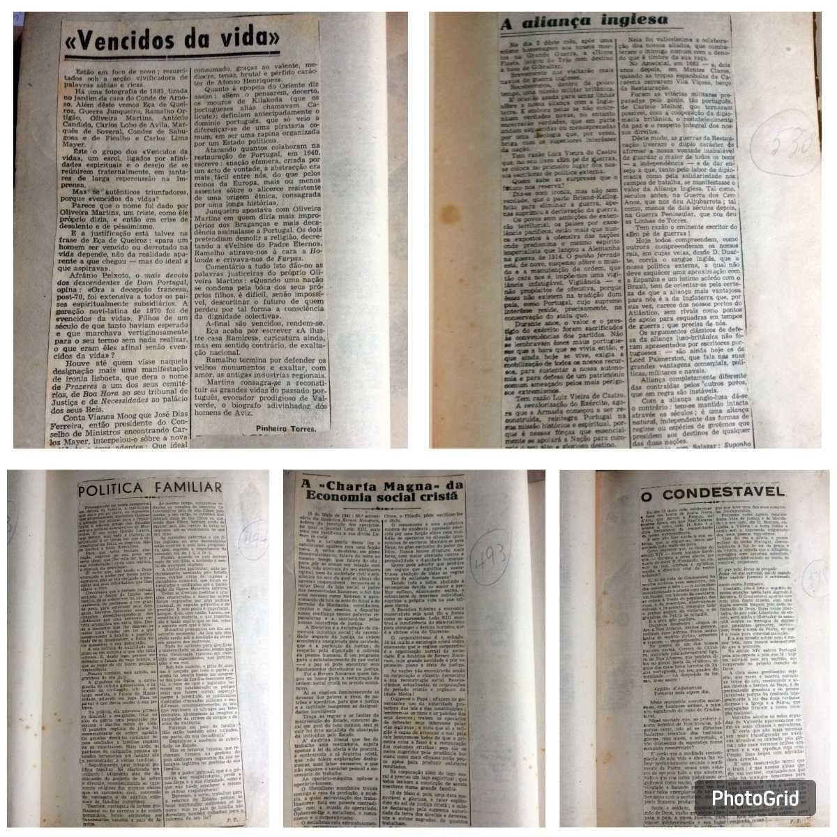 Muito escasso dossier com 201 artigos escritos por Pinheiro Torres