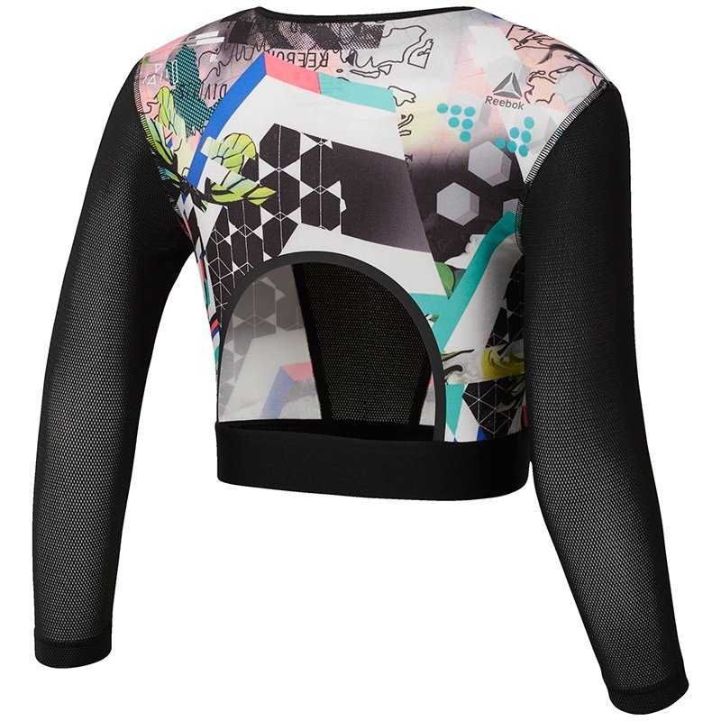 REEBOK COMPRESSION Graphic Crop Nowa Koszulka Damska Roz S Oryginalna