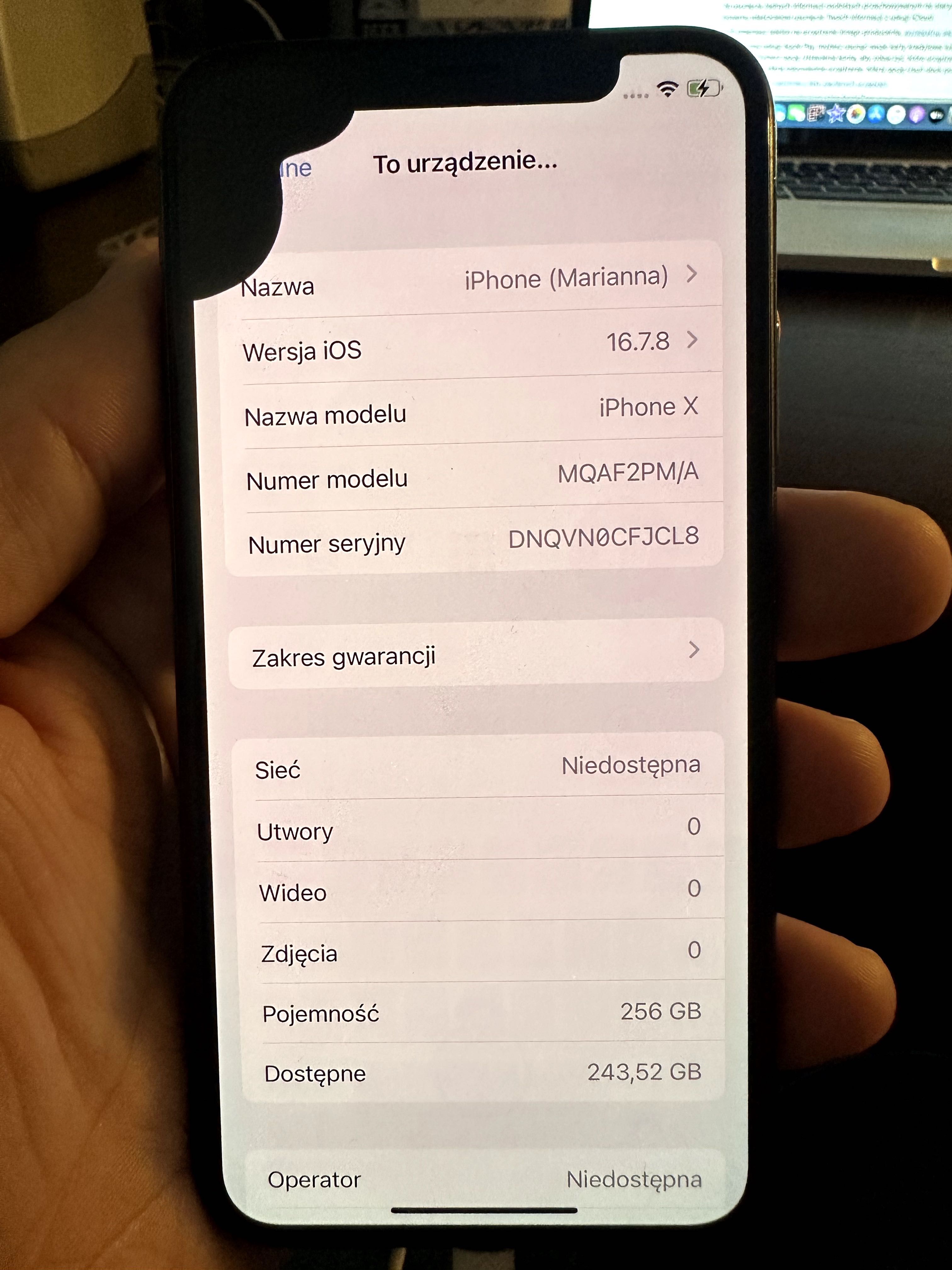 iPhone X 256 gb gwiezdna szarość