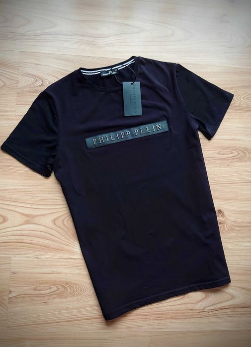 Koszulka t-shirt męska bawełna napis metalowy PP Philipp Plein czarna