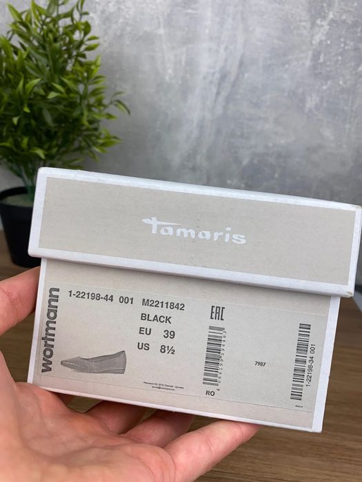 Buty Tamaris r. 39 - czarne eleganckie baleriny damskie