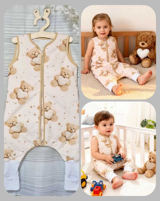 Śpiworek z nogawkami ABS skarpety antypoślizgowe 2,5 tog  w Serduszka