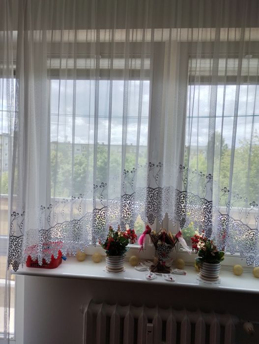 Firany białe 4,5x2,5 m z karniszem + grats