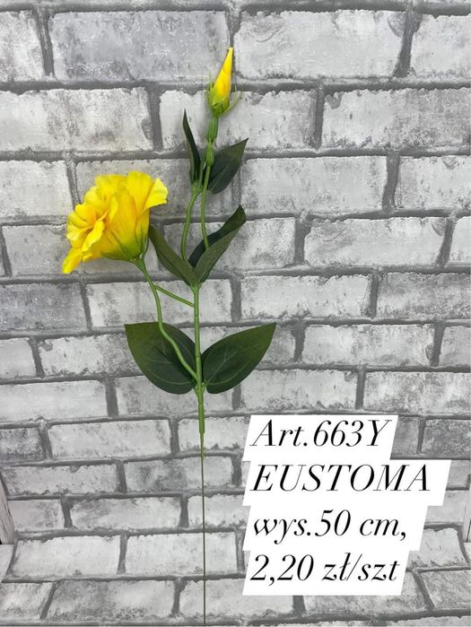 Eustoma na łodydze, 2 kolory kwiaty sztuczne