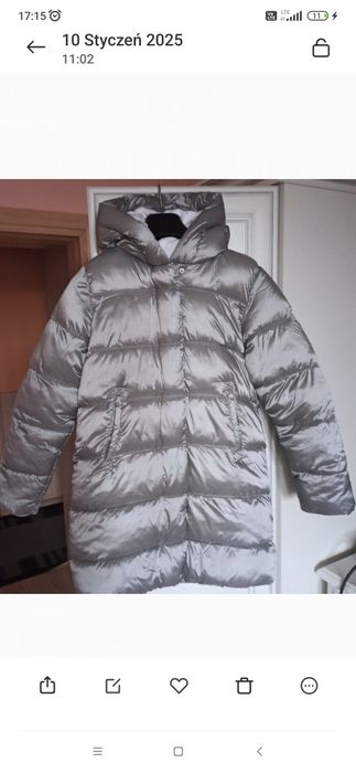 Kurtka zimowa dziewczęca Minoti, rozmiar 158/164 kolor srebrny, 13, 14