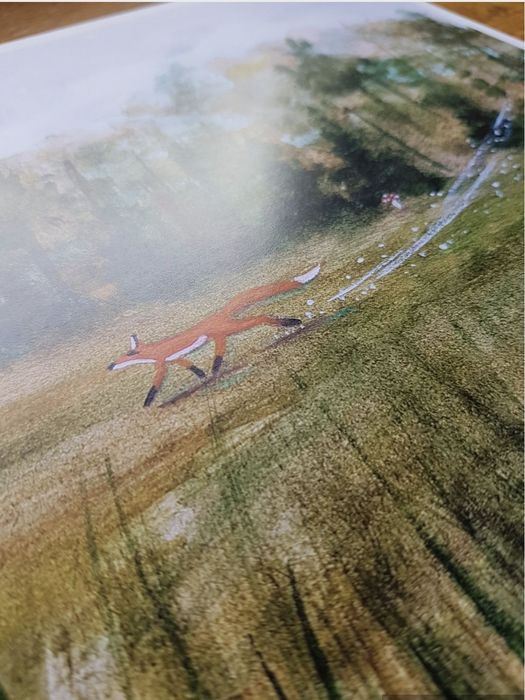 Bajkowy plakat jesienny A4 Lis i jesienny las