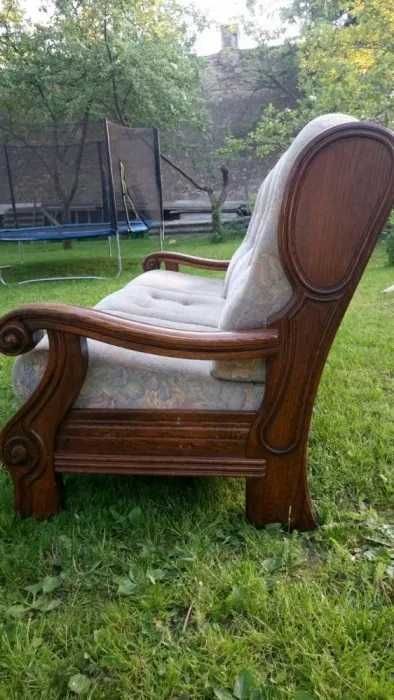 Sofa + 2 fotele komplet wypoczynkowy dębowy solidny
