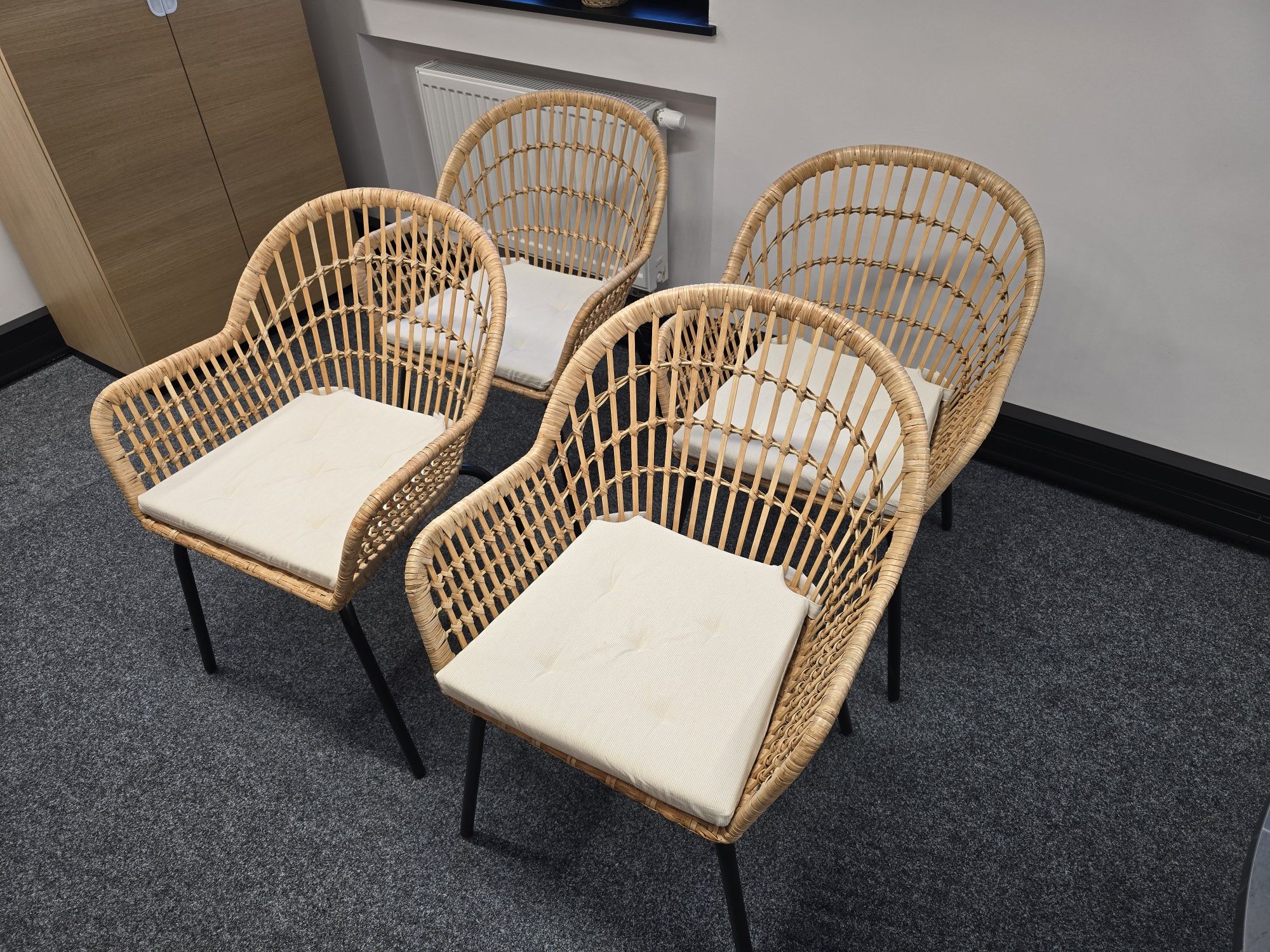 IKEA NILSOVE Krzesło z podłokietnikami, rattan/czarny IKEA