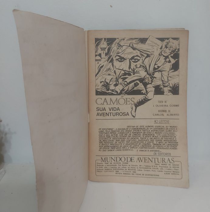 Livro ANTIGO em banda desenhada da Vida Aventurosa do CAMÕES.