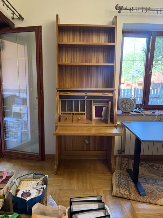 Mebel sekretarzyk sejf dąb używany