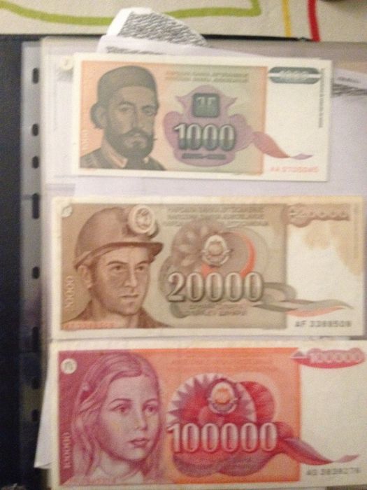 JUGUSLAVIA 14 Notas, 10 NÃO CIRCULADAS e 4 muito bom estado ver fotos