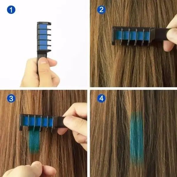 Набор расчесок 6 шт с цветными мелками для волос Hair chalk