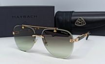 Maybach очки капли мужские серо зеленый градиент в золот метал оправе