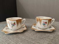 Conjunto de 2 chávenas de café pintadas à mão