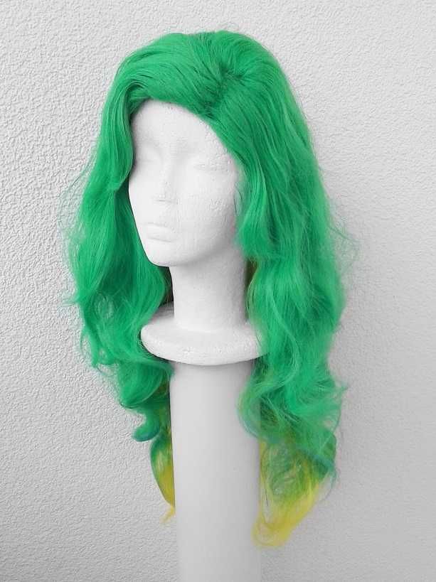 Zielona ombre gradient peruka falowana długa cosplay wig zielony