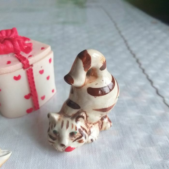 Фигурки котик  шкатулка мишка