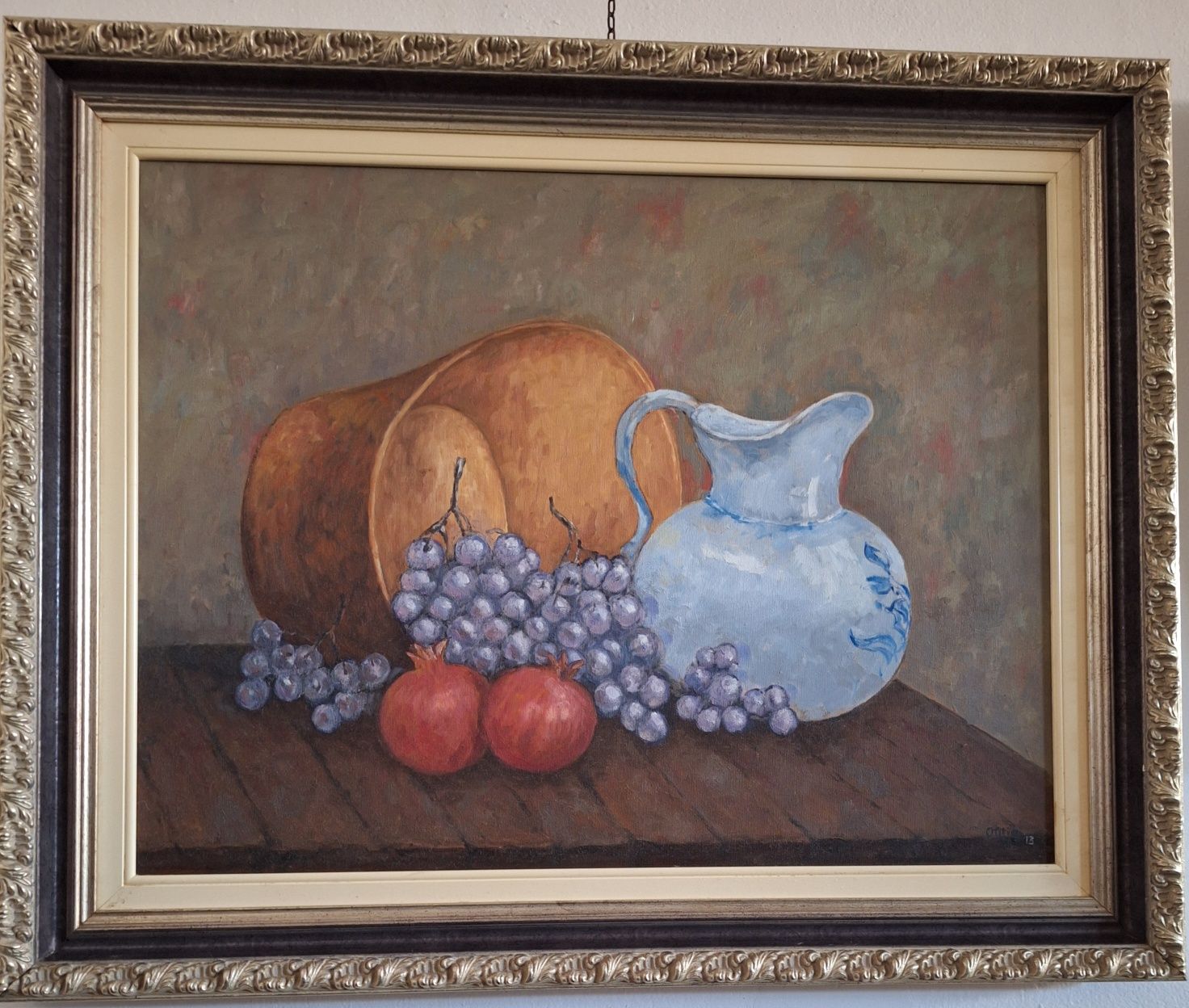 Quadro pintado a óleo e pincel