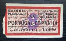 Bilhete Futebol Portugal-Espanha 1949