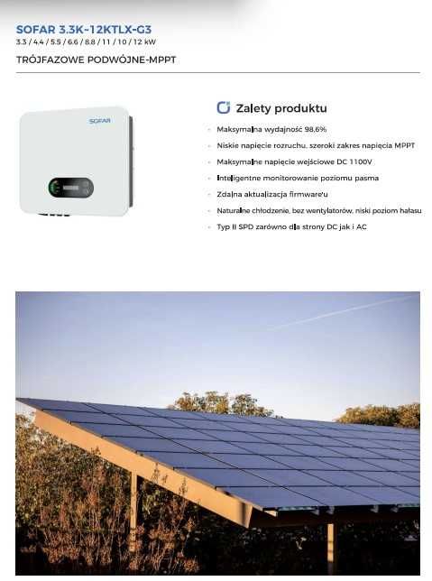 Inwerter SOFAR 4.4 KTLX-G3 trójfazowy WiFi nowy
