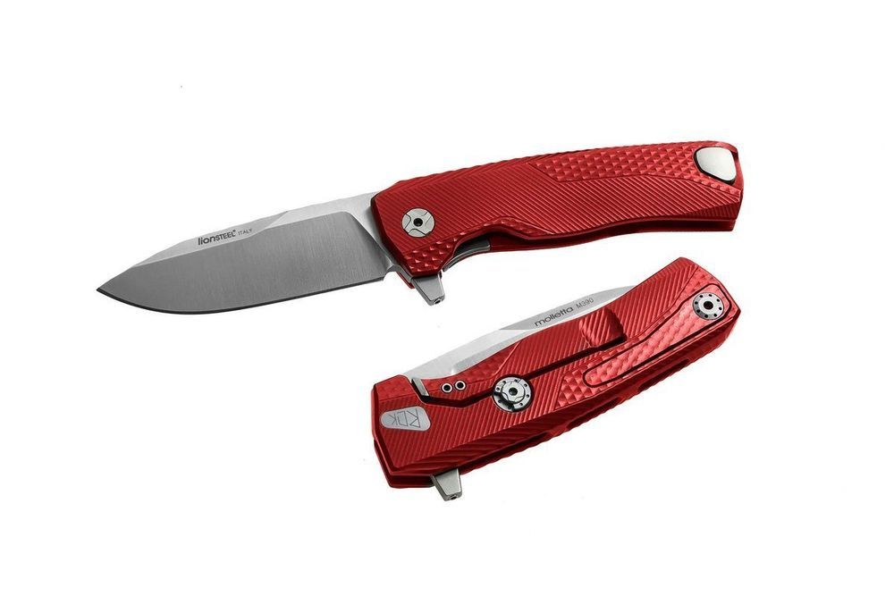 Nóż składany LionSteel ROK Red Aluminium, Satin M390 by Molletta (ROK