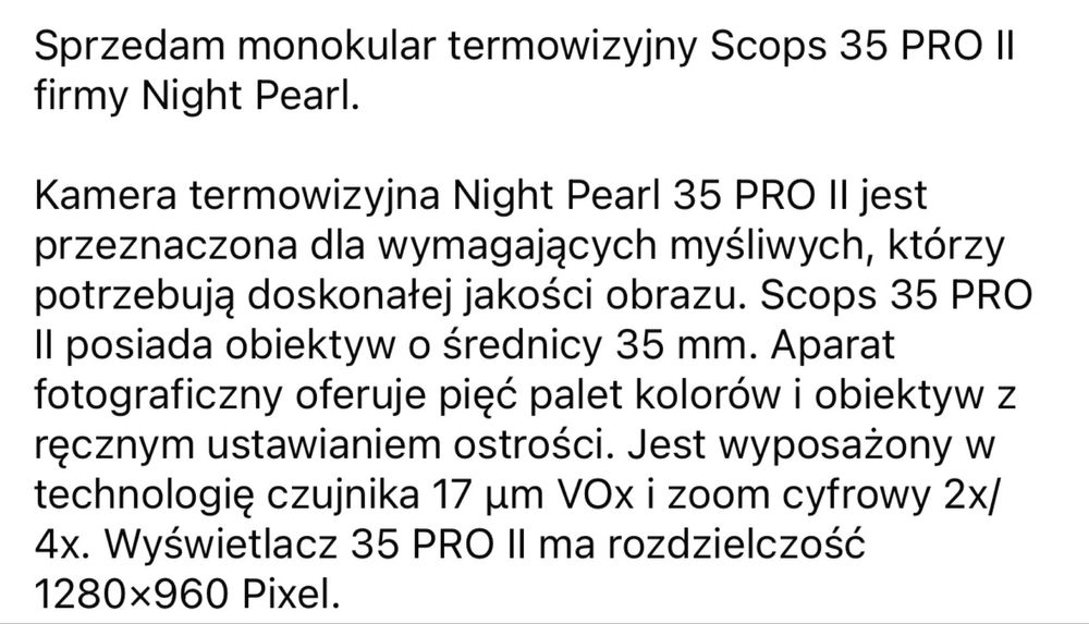 Monokular termowizyjny Night Pearl Scops 35 Pro II