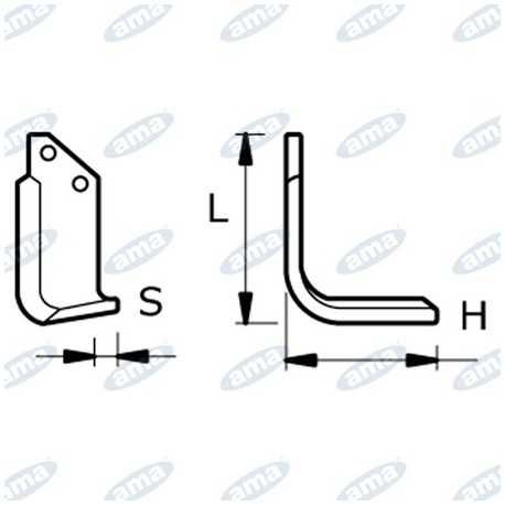Nóż glebogryzarki UNIA prawy odległość miedzy otworami 47,5mm