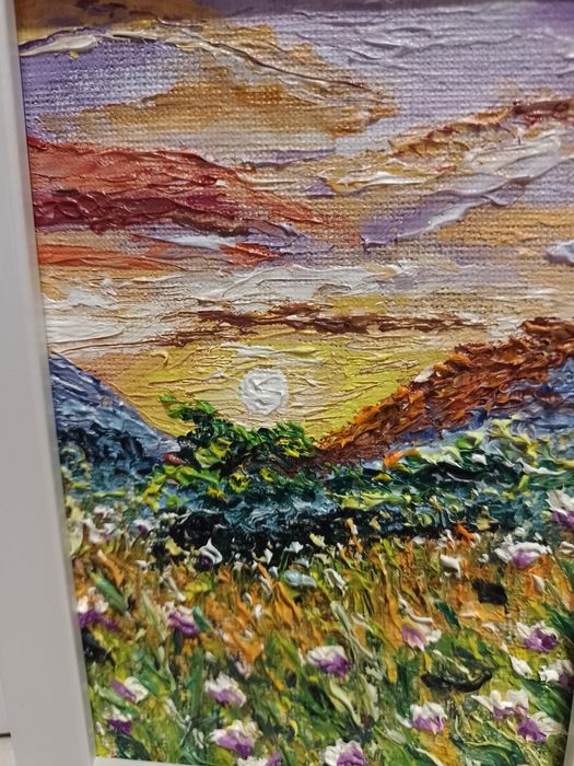Obraz olejny w miniaturze w ramce 12.5 x 17.5 cm