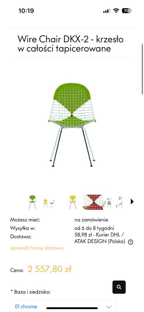 Krzeslo Vitra Vire DKX-2 chromowane