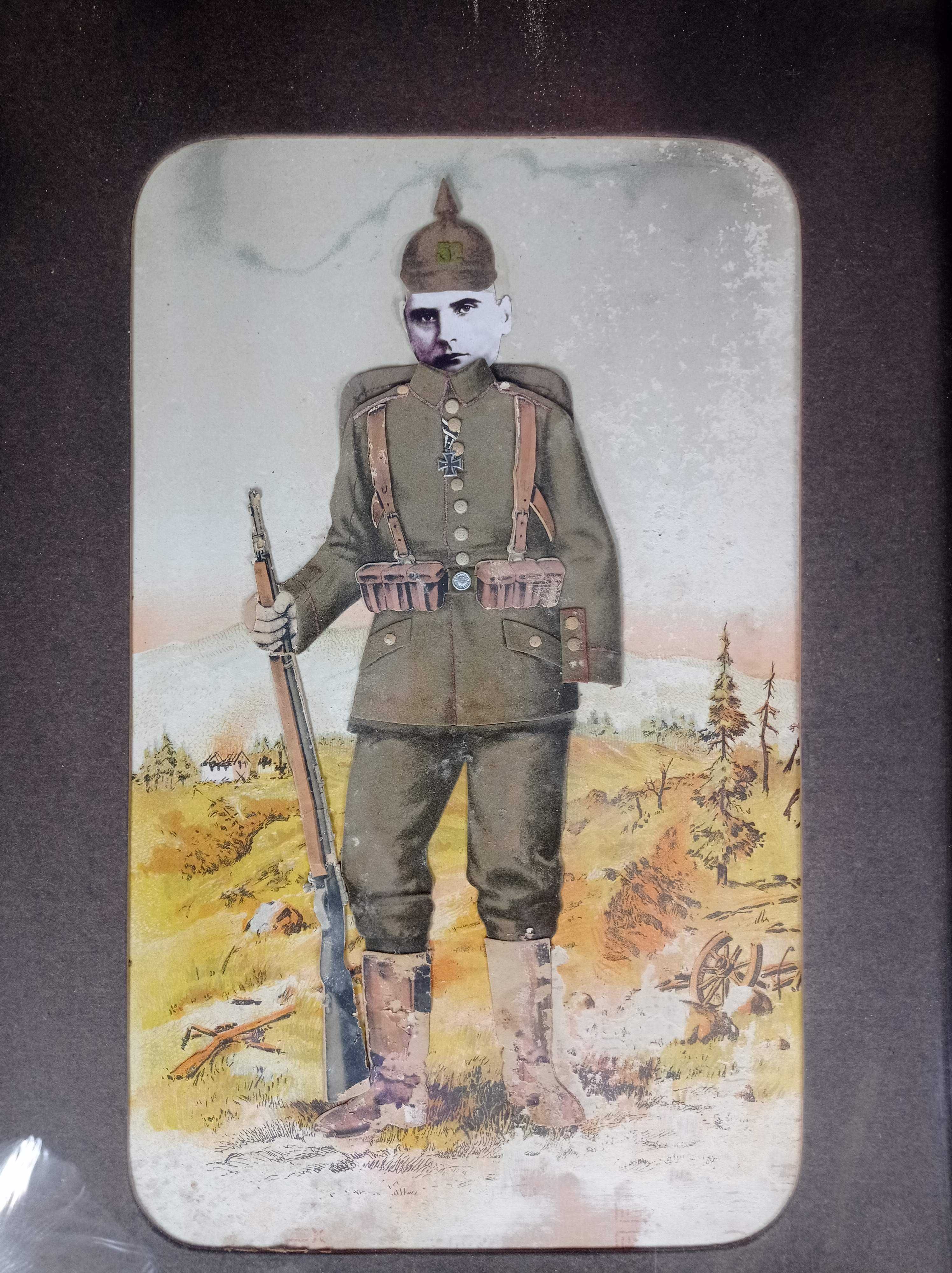 Żołnierz pruski stary obraz krzyz zelazny