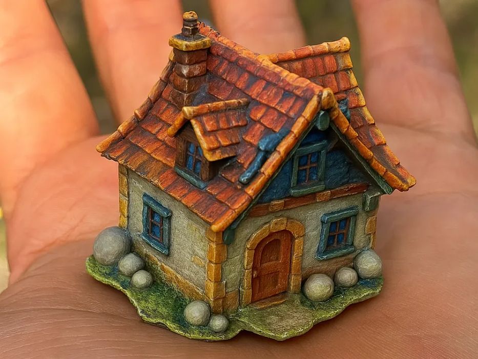 Casa Miniatura Medieval Detalhada