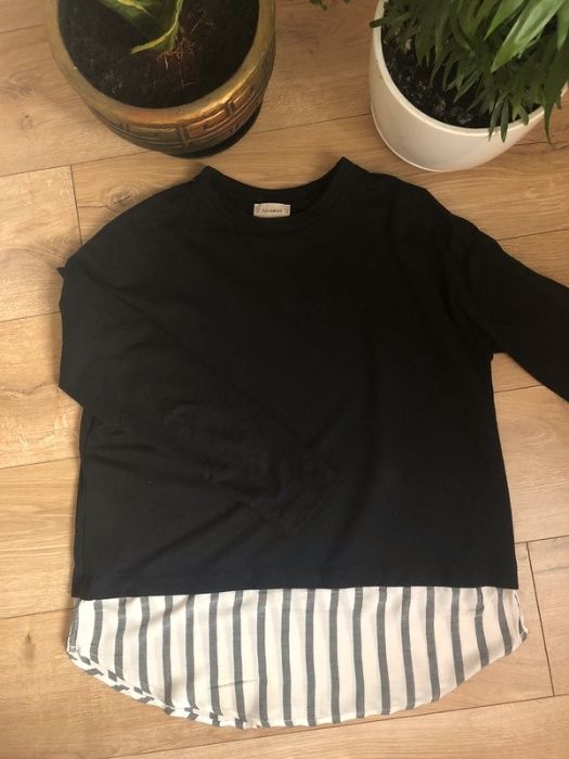 Czarna bluza z koszulową doszywką Pull&Bear M