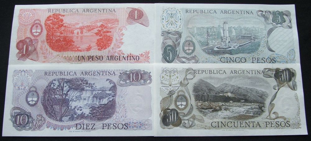 AMERYKA STARA ARGENTYNA - 4 szt. Zestaw Banknotów Kolekcjonerskich UNC