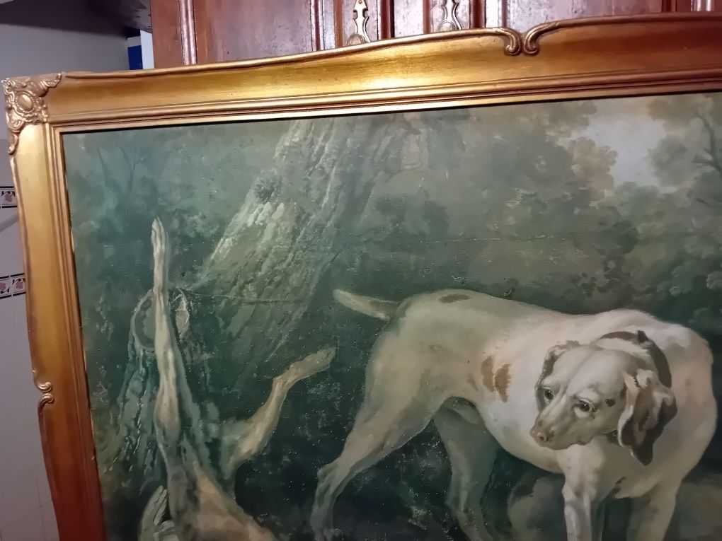 Quadro Estampa Cães e Lebre Jean Baptiste Oudry