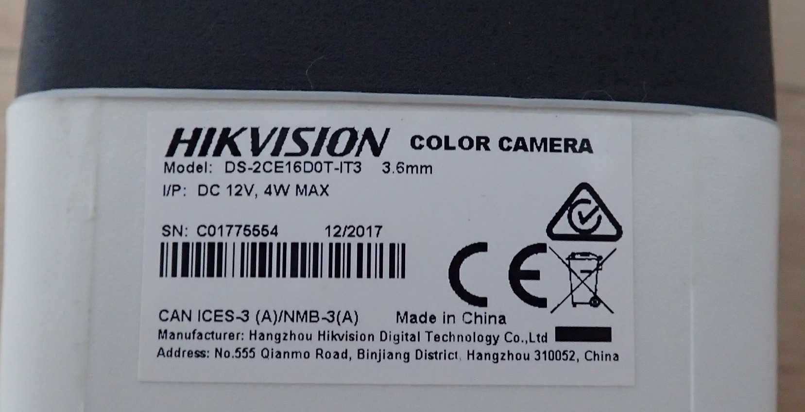 Kamera zewnętrzna Hikvision DS-2CE16D0T-IT3 3,6 mm - Używana