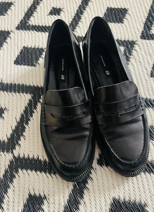 Skórzane botki buty czarne H&M 36 mokasyny