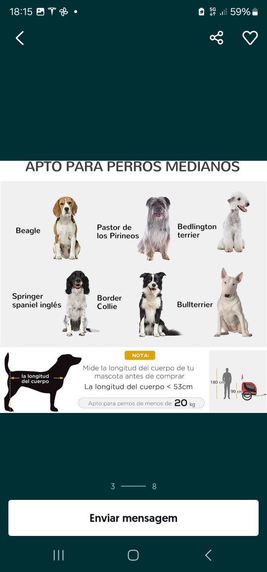 Reboque bicicleta para cães e animais de
estimação,130 x 73 x 90 cm