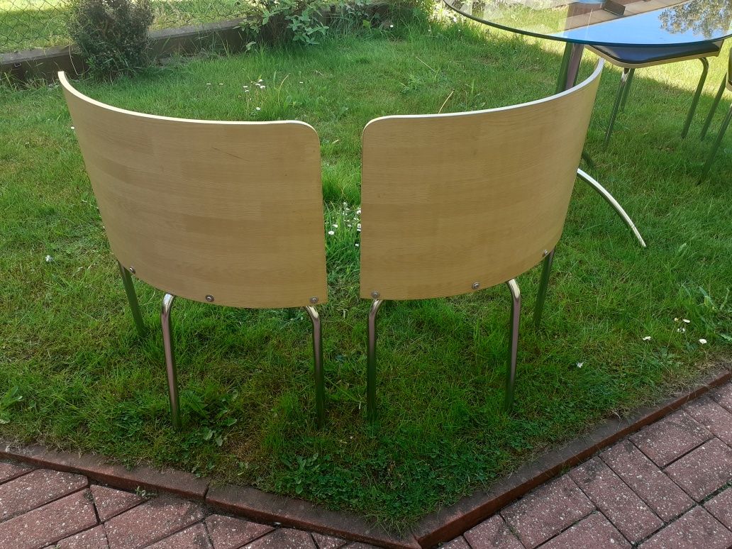 Stół szklany okrągły śr 90 cm + 4 krzesła  Ikea