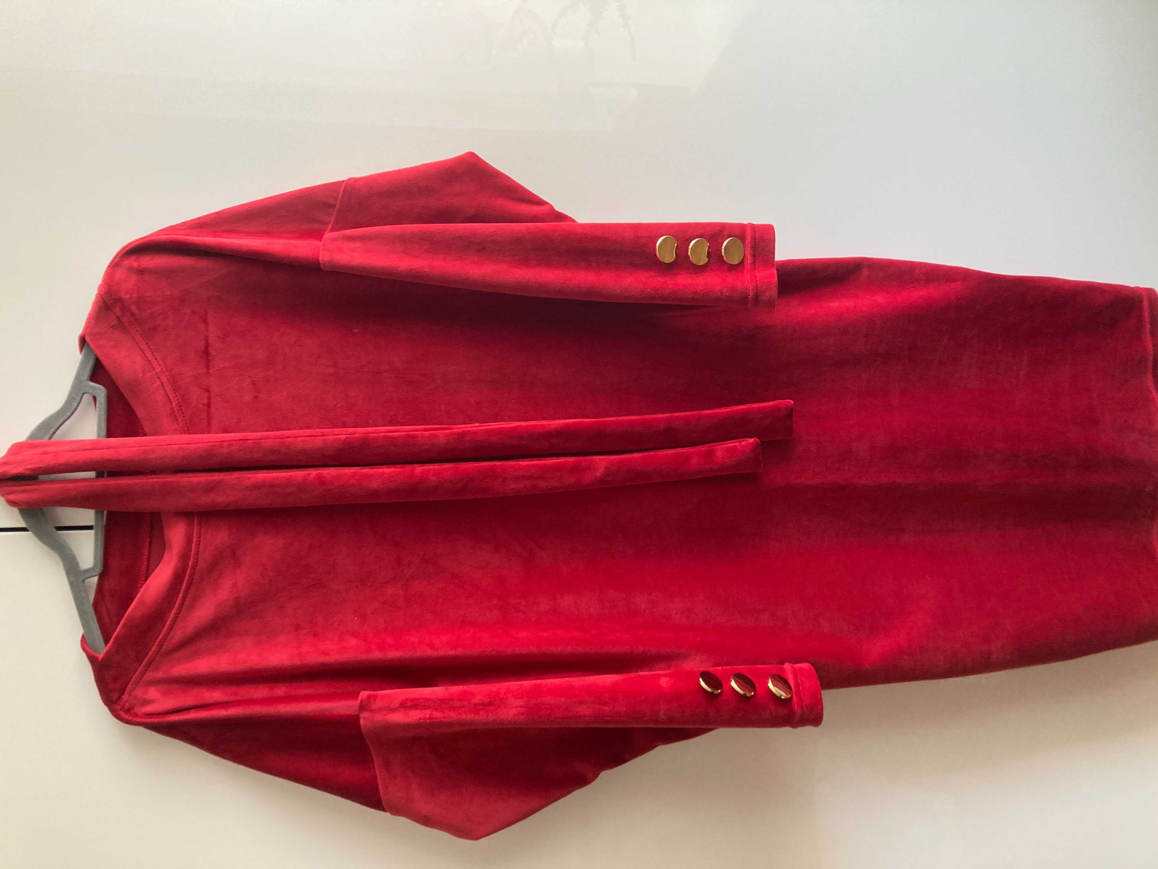 Czerwona sukienka welurowa L/XL Werdana