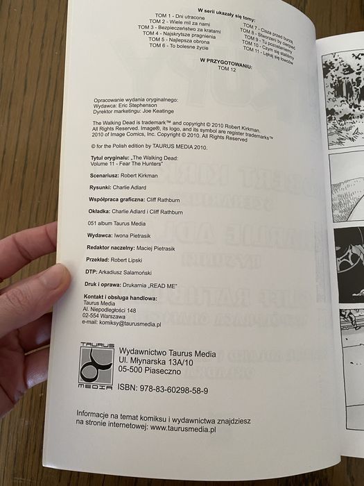 Żywe trupy Tom 11 Lękaj się łowców Kirkman Adlard Taurus Media 2010