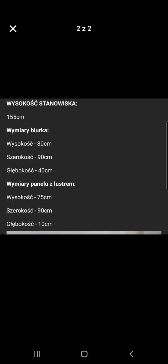 Czarna toaletka z lustrem