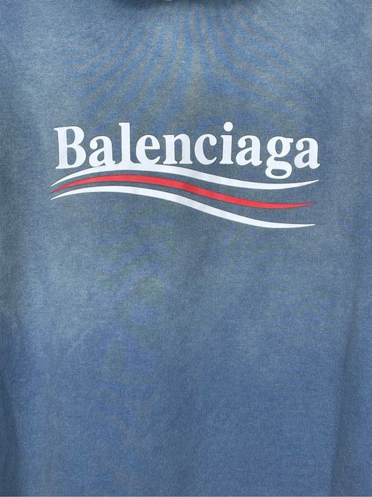 Худи BALENCIAGA голубое синее мужское унисекс оверсайз винтажное