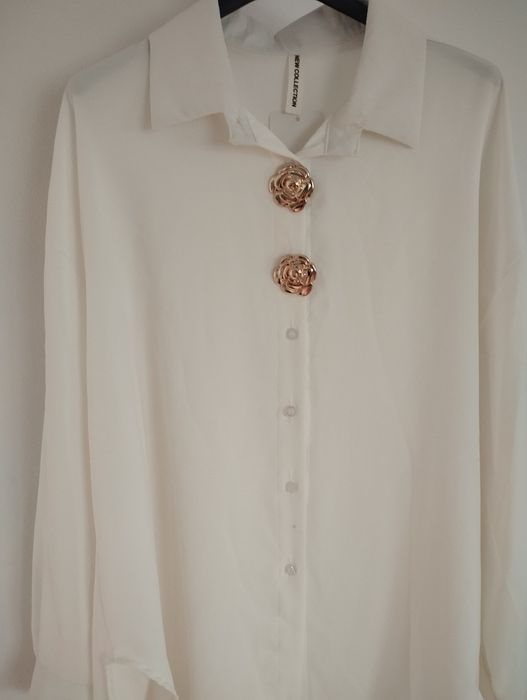 Nowa koszula z metką kolor śmietanka z odpinanymi broszkami duża