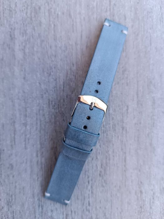 Skórzany damski pasek zegarka 18 mm jasnoniebieski