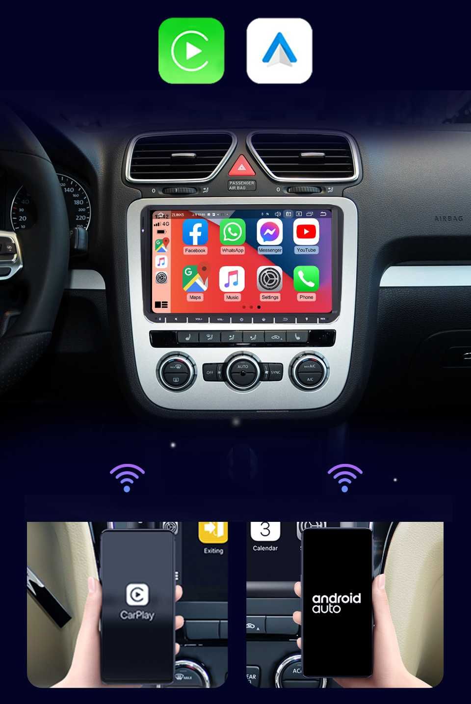 Radio RDS DAB+ Android DVD GPS WiFi Seat VW Passat Golf