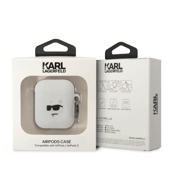 Etui na Airpods 1/2 Karl Lagerfeld Choupette Head 3D - Biały