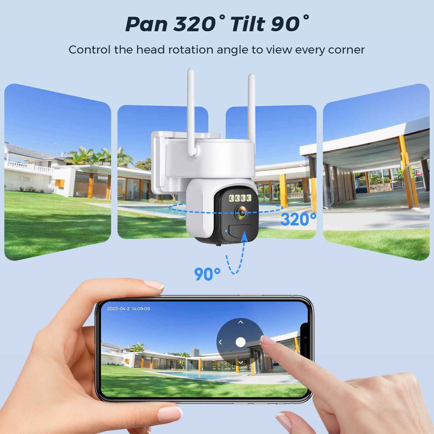 4Mp / 5 МП WiFi автономная камера наблюдения c солнечной панелью iCSee