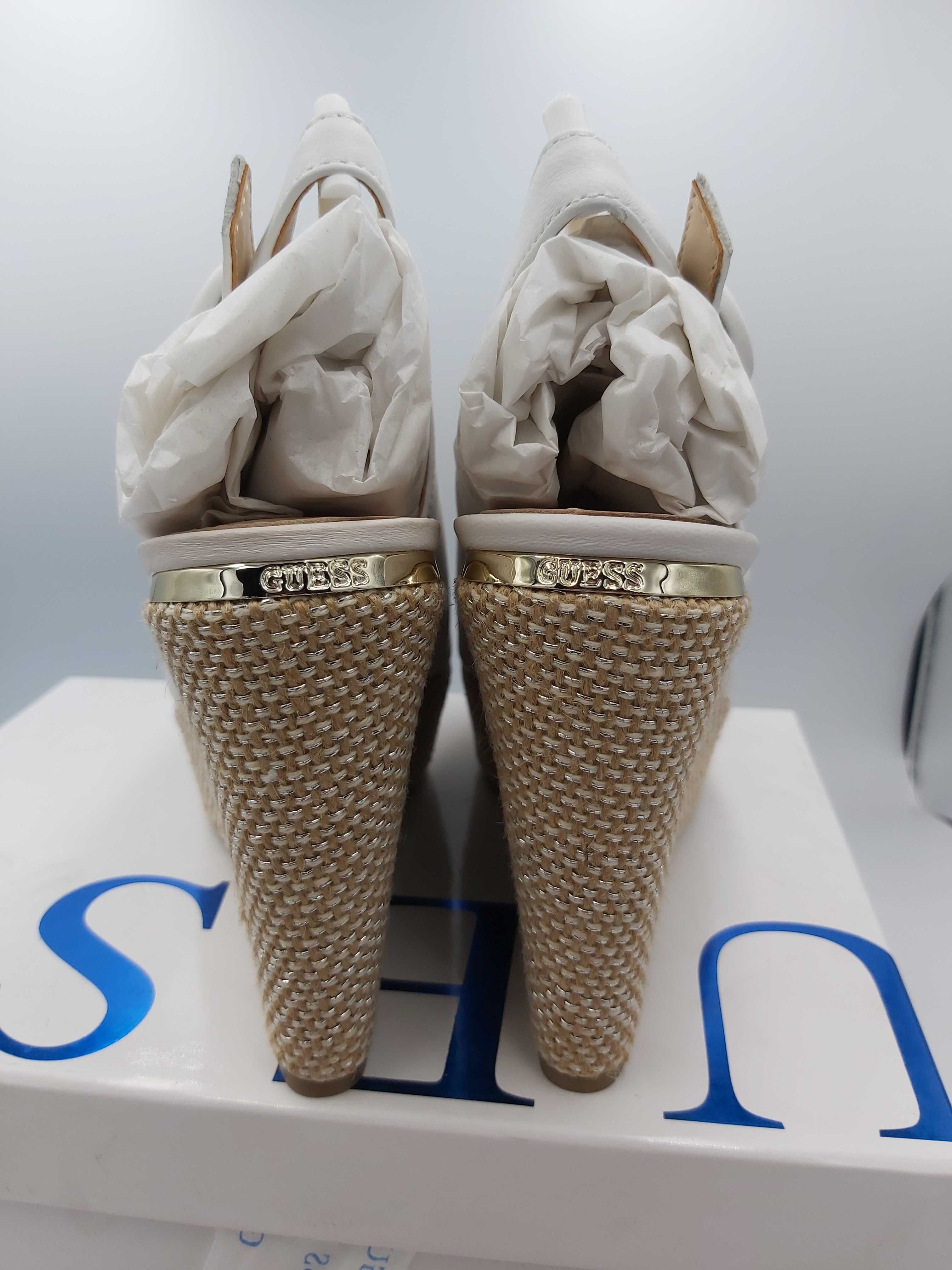 NOWE espadryle GUESS koturna białe sandały rozmiar 38