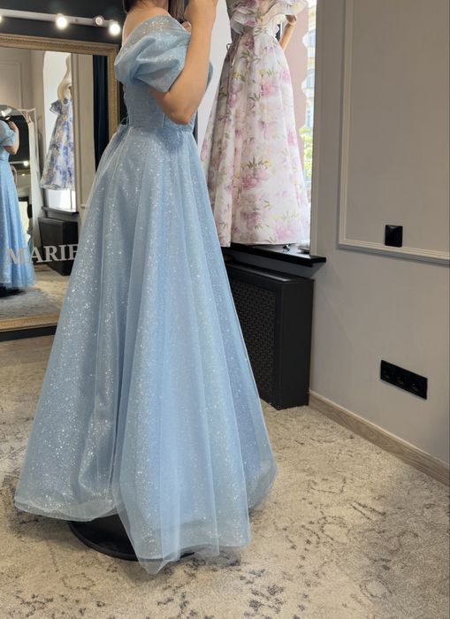 Сукня Принцеси LA MARIEE | Блакитний Глітер | Трансформер Рукава