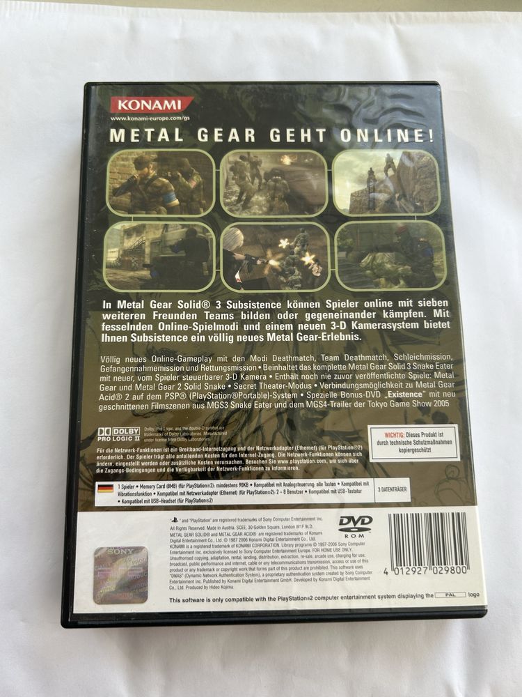 Metal gear solid 3 big box playatation 2 ps2